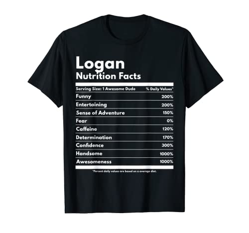 Logan Gift Información nutricional Divertido Nombre personalizado Logan Camiseta