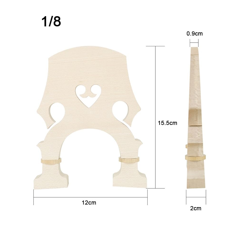 Kontrabass-Steg, Ahornholz, Kontrabass-Steg, verstellbare Messingschraube für 4/4 3/4 1/2 1/4 1/8 DIY Kontrabass-Zubehör(1/8)