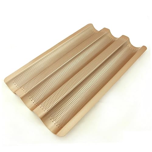 CONGARTENO 1pc Nonstick French Bread Baking Tray Frame Rack Small Loaf Mold for Artisan Baking Golden Finish Bakeware for and Loaves