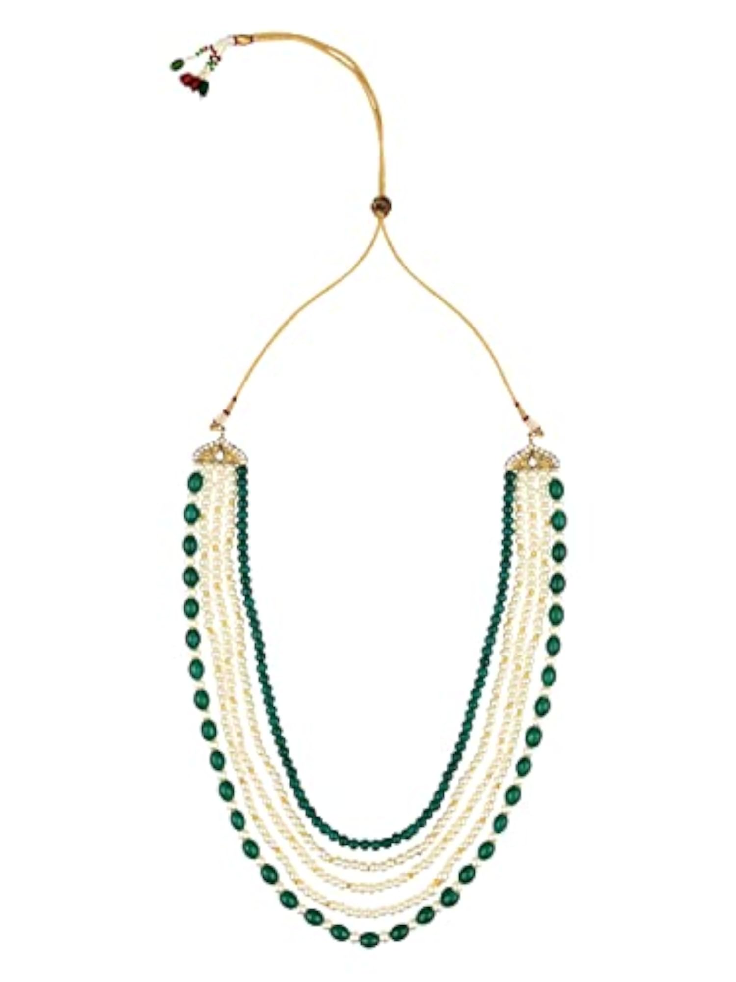5 Layered Gold Plated Dulha Moti Mala Necklace for Men