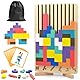Tetris Holzspiel, 3D Holzpuzzle mit 42 Bausteinen und 10 Herausforderungskarten, Montessori Holz Tetris Stacking Puzzle ab 2 3 Jahre, Intelligenz Jigsaw Puzzlespiel, Farbe Geometrische Blöcke Gift