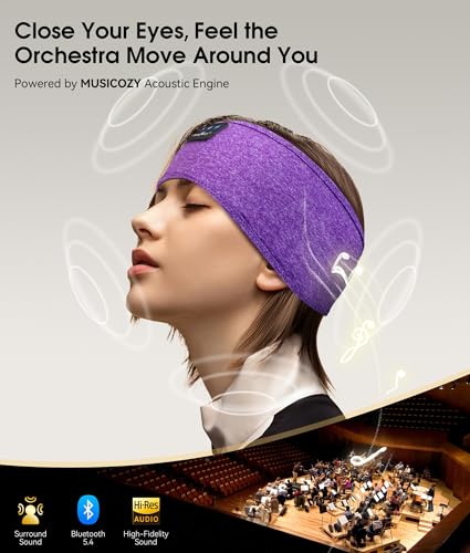 Image of MUSICOZY Sleep Headphones Bluetooth 5.4 Headband, Wireless Earphones Music Sleep Earbuds Sleeping Eye Mask with HD Stereo Speakers for Workout Running Travel Yoga, Ideal Gifts for Women Men