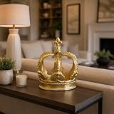 Metal Crown Display for Bathroom Decor - Regal Form Accent Display for Home, Living Room, Office, and Shelf Styling - Sculpture Ornament Statement Piece for Coffee Table Decor - 7', Gold & Metallic