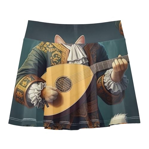 Athletic Shorts for Girls Skorts Regal Cat Funny Animal Tennis Skirts Kids Fun Cute Little Girl 3t2