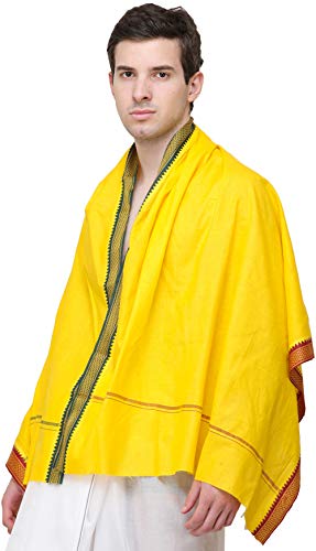 Plain Angavastram with Zari-Woven Border - Pure Cotton3