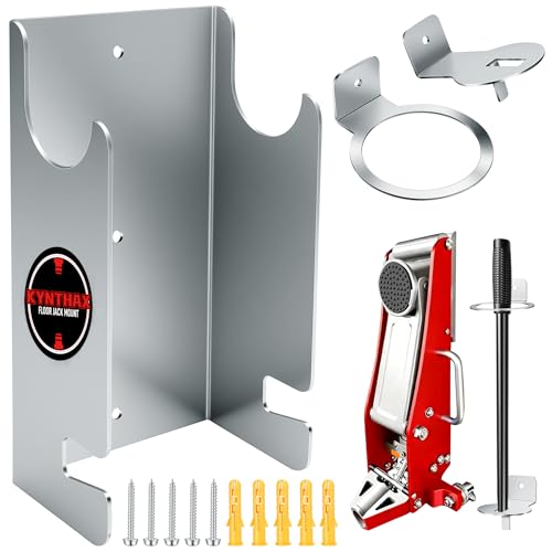 KYNTHAX 1.5 Ton Floor Jacks Wall Mount Heavy-Duty Jack Stand Storage Rack Holder for Low-Profile Hydraulic Floor Jacks & Car Trailers Solid Steel 80LB Capacity Silver