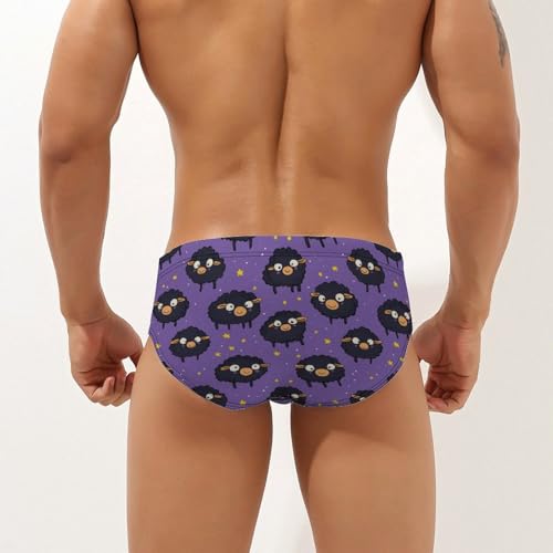 Cute Sheep Pattern Mens Swim Briefs Sexy Bikini Swimwear Bathing Suits Trunks2