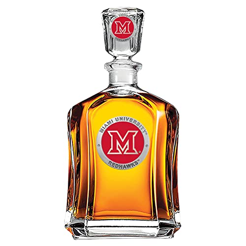 Image of Heritage Pewter Miami of Ohio Capitol Decanter | 24 OZ Liquor Pourer | Expertly Crafted Pewter Glass