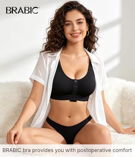 Image of BRABIC Surgical Bra Front Closure - Comfort Compression Mastectomy Bras for Women Post Surgery with Full Coverage