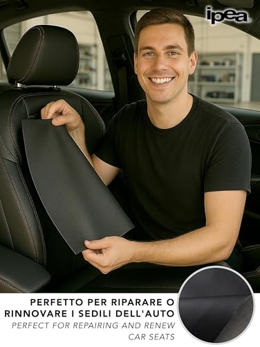 IPEA Kunstleder Schwarz für Dekor und Beschichtung 140 x 50 cm - Made in Italy - Kunstleder für Sofas, Stühle, Kleidung, Accessoires - Polsterstoff Bezugsstoff Lederoptik - Halben Meter