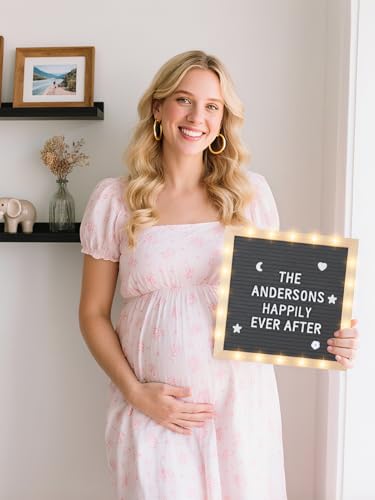 Image of 10 inchx10 inch Felt Letter Board with LED Lights & Stand, First Day of School Sign