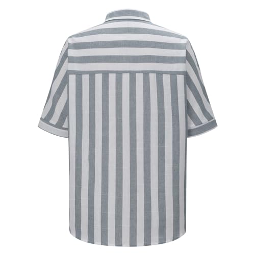 Womens Striped Button Down Shirts Cotton Linen Tunic Tops Short Sleeve Summer Blouses Beach Fashion Clothing 20253