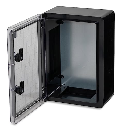 Caja Mural Caja IP65 Caja Industrial Caja vacía Plástico ABS vacía Placa de Montaje de la Caja Bloqueo BOXEXPERT Serie Fleet Varios tamaños Negro Transparente (350x250x150mm)