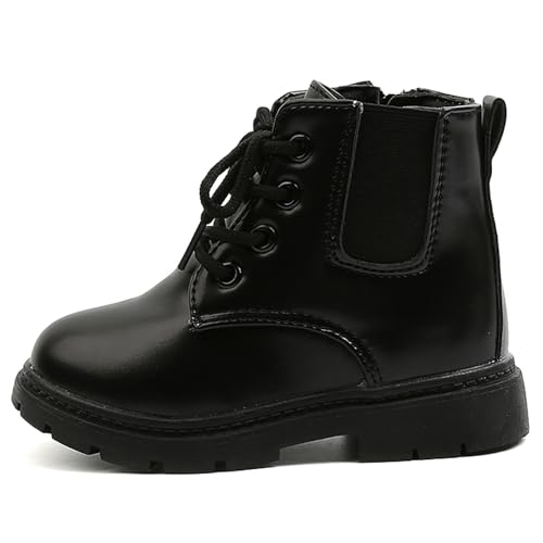 Boys' Girls' Waterproof Lace-up Side Zipper Ankle Boots Outdoors Tactical Treking Chelsea Combat Boots (Toddler/Little Kid)3