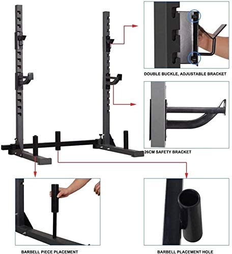 OTQEFTN Adjustable Squat Rack Weight Lifting Bench Press Professional Squat Rack Safety Weight Bench Rack Multi-Functional Bench Press Rack Adjustable Barbell Rack Fitness Equipment Load-Bearin