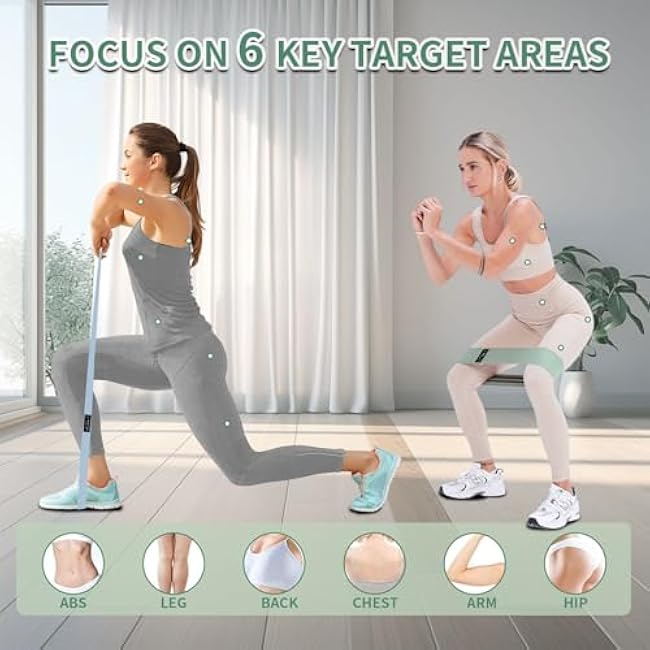 Wide Fabric Resistance Bands Set for Working Out, Non-Slip Exercise Booty Bands for Women & Men Leg and Glutes with Hair Ties and Tape Measure - for Home Gym Workout, Yoga, Pilates