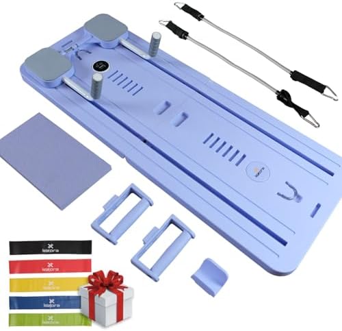 Planche Pilates Maksone 6-en-1, Kit Reformer Pliable Avec élastiques, Violet