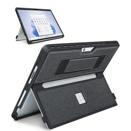SSSGRGB Protective Case for Microsoft Surface Pro 11/10/9/8 13-Inch - Slim All-in-One Rugged Cover with Hand Strap Compatible with Type Cover Keyboard & Adjustable Multi-angle Stand (Black)
