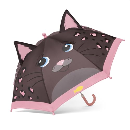 ShedRain Kids Umbrella for Girls & Boys Cute Animal Design Pinch-Proof Easy Grip Handle Compact School & Travel Umbrella