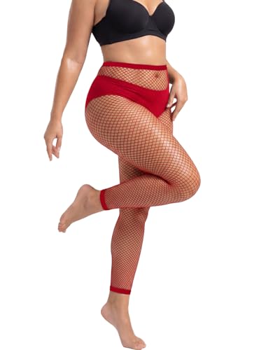Image of CharnmRose 2 Pairs Women's Footless Fishnet Tights High Waist Fishnets for Women Fishnet Stockings