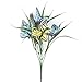 Wispy Blue and Yellow Artificial Butterfly Grass Bushes for Indoor Decor - 4 Bushes