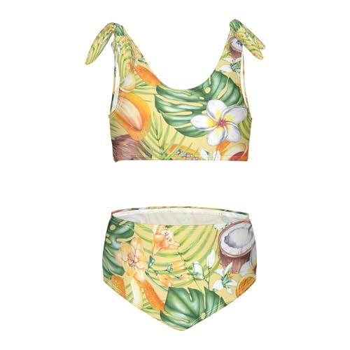 Tropical Exotic Papaya Fruits (8) Girls Swimsuits 2 Piece Swimwear Bikini Set Beach Bathing Suit for Summer Girl Kids 3T Multicolor