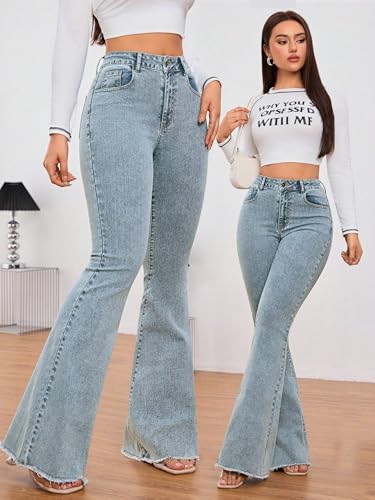 Image of KOTTY Women's High Waist Flared Fit Stretchable Denim Jeans for Casual