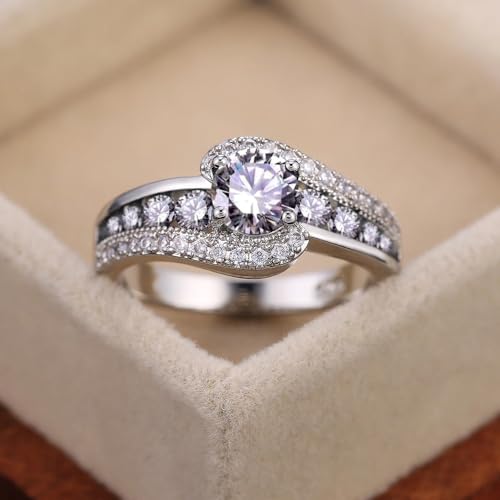 White Gold Plated White Cubic Zirconia Symmetry Statement Ring Personalized Accessory Ideal for Women's Daily Casual Wear Party Holiday Anniversary Love Jewelry Gift