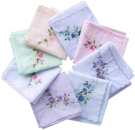 La closure Vintage Floral Cotton Embroidered Ladies Handkerchiefs Pack