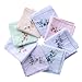 Ladies Soft Embroidered Rose Handkerchiefs-60s" Cotton Square 43cm