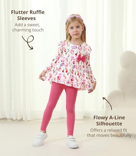 Image of Toddler Girls' Clothes-Viscose from Bamboo, Long Sleeve Ruffle Top with Pant Sets for Kids 2Pcs Fall Outfits 2T-6Y