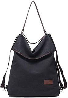 Travistar Canvas Shoulder Bag Handbag Womens Ladies,Vintage Backpack Tote Shopping Top Handle Bags for Work School Travel Casual Daily (Black)