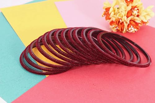 Image of NMII Glass Velvet Bangles Set For Women and Girls | Plain Glass Bangles | Velvet Chudi | Simple Bangles For Women | Stylish Glass Bangles- Set of 24