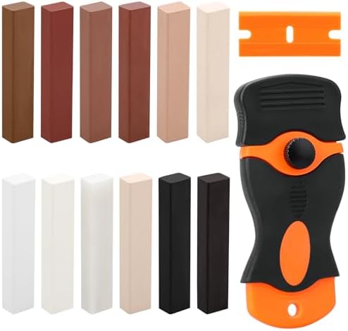 Hartwachs Reparaturset, 11 Farben Laminat Wachs Reparaturset mit 1 Schaber, Holz/Fliesen/Parkett