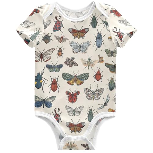 Pigsaly Baby Bodysuits Various Insects Bugs Butterfly Newborn Short Sleeve Summer Jumpsuit Boy Girl 12M