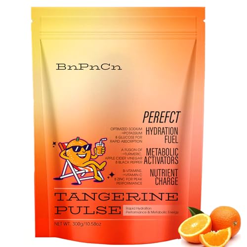 Perfect Morning Tangerine Pulse Electrolyte Powder 3-in-1 Hydration Supplement with Anhydrous Glucose ACV B Vitamins Turmeric & Taurine Supports Metabolism & Hydration Fresh Orange Flavor (1pcs)