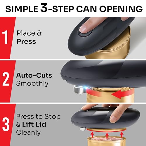 Image of MUELLER HOME SmoothEdge Auto Electric Can Opener - Battery‑Operated One‑Touch w Magnet Lid Lifter, Smooth‑Edge Cut Technology - Portable Hands‑Free Automatic Can Opener for Seniors & Arthritis, Gray