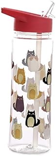Puckator Feline Fine Cats Reusable BPA Free PVC Water Drinks Bottle, Flip Straw, 550ml, Multi, School Gym Sports Camping Travel, Height 23cm