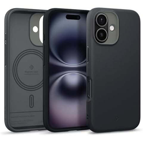 Caseology Nano Pop Mag for iPhone 16 Case [Dual Layer Silicone Case Compatible with Magsafe] Military Grade Drop Tested (2024) - Black Sesame Cover