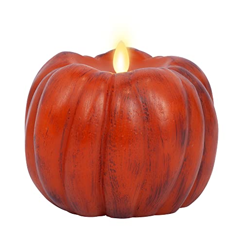 Image of Luminara - Flameless Halloween LED Candle Battery Operated Moving Flame - Antique Orange Pumpkin - Pack of 1-5 x 4.5 - Unscented Indoor Use