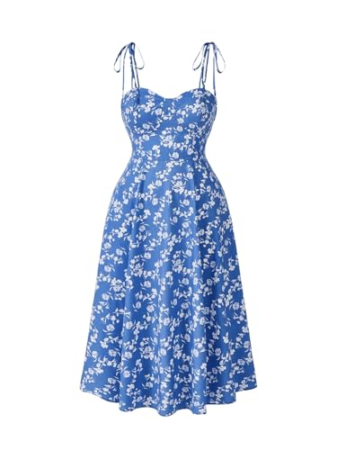 Image of Floerns Women's Plus Size Boho Disty Floral High Waist Flowy Shirred Midi Cami Dress