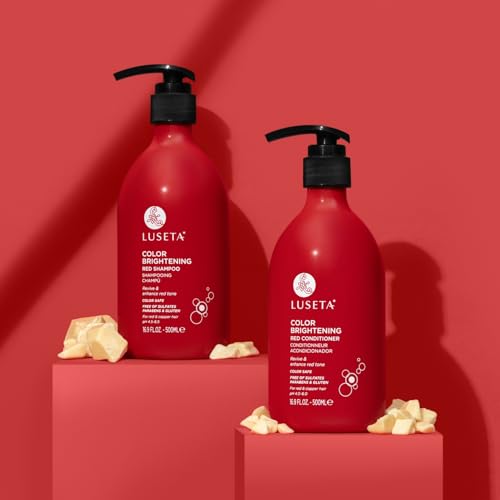 Image of Color Treated Red Hair Shampoo and Conditioner Set with Pomegranate Extract for Copper Brightening and Strengthening, for Women and Men, 16.8oz*2