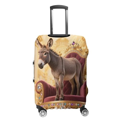 Donkey on Gem Throne Elastic Luggage Cover Suitcase Protector for 19-32 Inch Suitcases | Universal Stretchable Travel Bag Cover | Anti-Scratch, Washable with Zipper Closure M4