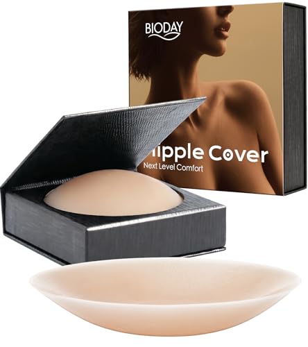 Seamless Invisible Nipple Covers for Women 2 Pairs Reusable Ultra-thin Sticky Silicone Pasties Washable Adhesive Breast Petals with Travel Case for Daily Wedding Swimwear Strapless Outfits