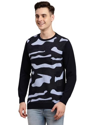 Pull en tricot bleu marine pour homme col rond Turtle aux finitions premium