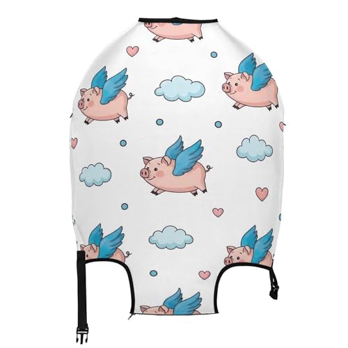 Joisal Cartoon Luggage Covers for Suitcase Protectors Washable Cute Cartoon Pigs Blue White Flight Travel Suitcase Sleeve, XL, Fits 29-32 Inch Case2