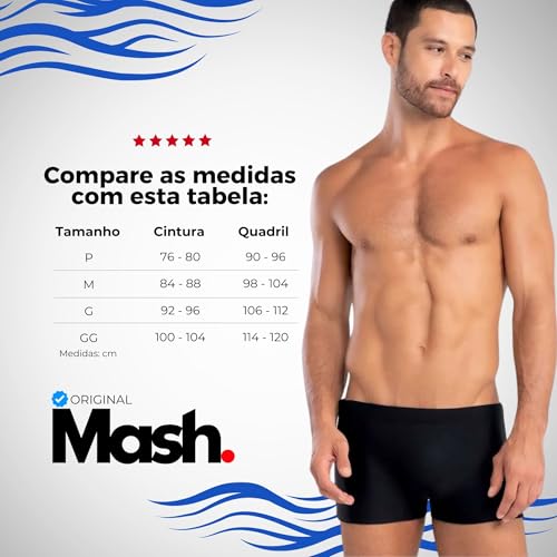 MASH Sunga Boxer Masculina UV50+, Preto, GG