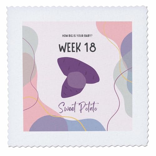 3dRose Image of Sweet Potato How Big is Your Baby Week 18 - Quilt Squares (qs-388470-5)