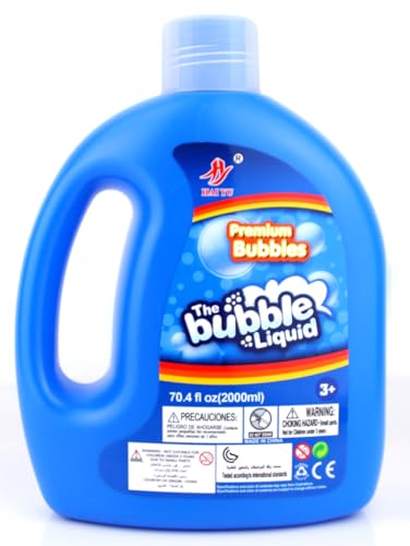 Premify 68oz/2L Bubble Refill Solution All-Natural Bubble Water Non-Toxic No Mixing or Measuring Required Leak-Proof & Splash-Proof Design For Bubble Machines Bubble Guns Bubble Blower Toys
