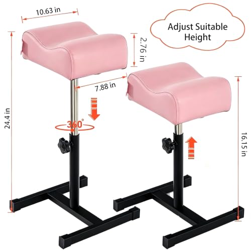Image of Pedicure Manicure Footrest & Pedicure Stand, Manicure Nail Care Tool, Height Adjustable with Soft Cushion, Non-Slip for Salon, Spa, Home Use, Pink